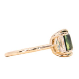 4.14ct Emerald Cut Sapphire and Cadillac White Sapphire Three Stone Ring in 14k Yellow Gold