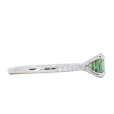 1.15ct Teal-Color Shifting Madagascar Sapphire Four Prong Solitaire with French Diamonds in Platinum