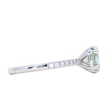 1.39ct Round Montana Sapphire Double Prong French Set Diamond Solitaire in 14k White Gold