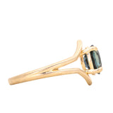 1.55ct Oval Sapphire Negative Space V Band Solitaire in 18k Yellow Gold