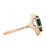 1.71ct Geometric Shield Sapphire Low Profile Diamond Halo Ring Split Shank In 14k Yellow Gold