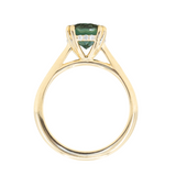 2.15ct Round Australian Blue Sapphire Hidden Halo Double Prong Solitaire in 18k Yellow Gold