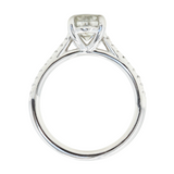 1.50ct Oval Grey Diamond and French Set Diamond Cathedral 4 Prong Solitaire in Platinum