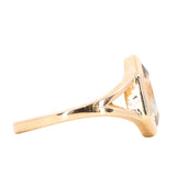 2.03ct Portrait cut Montana Sapphire Low Profile Bezel Set Split Shank Solitaire in 14k Yellow Gold