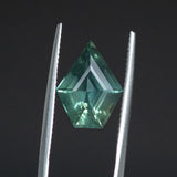 4.20CT GEOMETRIC SHIELD MEDIUM TEAL GREEN MADAGASCAR SAPPHIRE, HEATED, 13.22X10.19X5.64MM