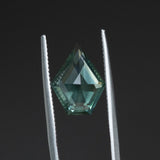 4.20CT GEOMETRIC SHIELD MEDIUM TEAL GREEN MADAGASCAR SAPPHIRE, HEATED, 13.22X10.19X5.64MM