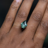 4.20CT GEOMETRIC SHIELD MEDIUM TEAL GREEN MADAGASCAR SAPPHIRE, HEATED, 13.22X10.19X5.64MM