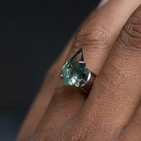 4.20CT GEOMETRIC SHIELD MEDIUM TEAL GREEN MADAGASCAR SAPPHIRE, HEATED, 13.22X10.19X5.64MM