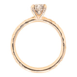 0.81ct Round Salt & Pepper Diamond Evergreen Carved Solitaire Ring in 14k Yellow Gold