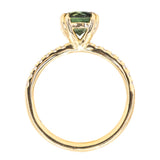 1.44ct Round Nigerian Sapphire Double Claw Prong Solitaire with French Diamonds in 18k Yellow Gold