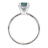 1.65ct Round Montana Sapphire Double Prong French Set Diamond Solitaire in Platinum