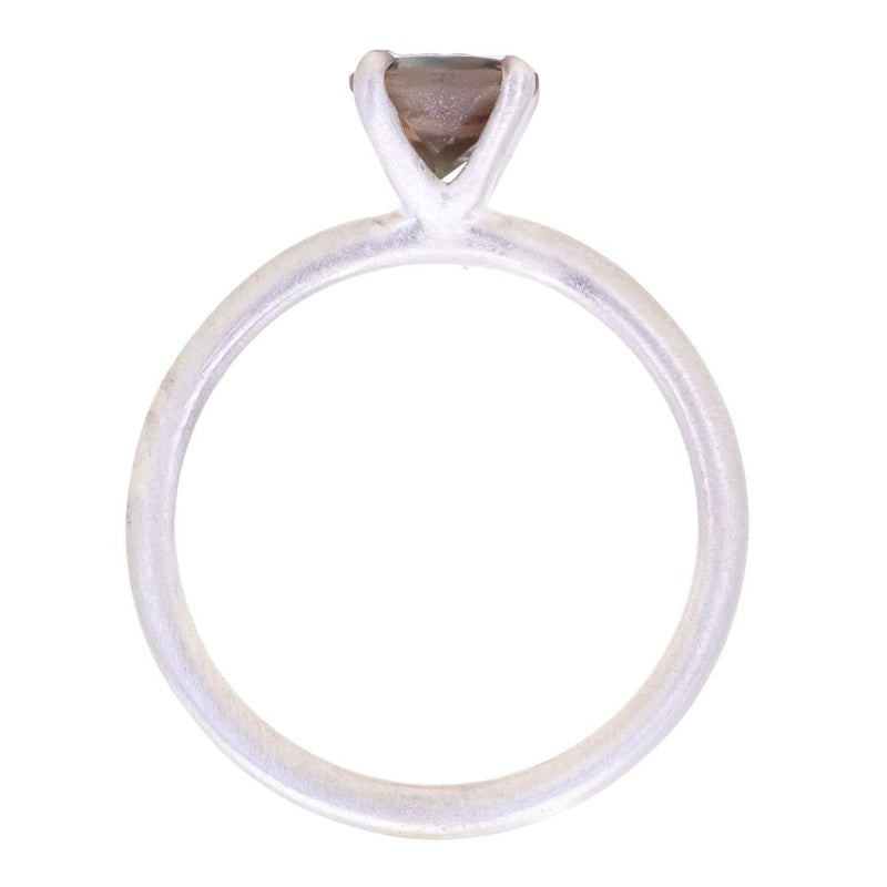 0.76ct Round Oregon Sunstone Solitaire Ring in Satin Sterling Silver