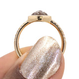 1.71ct Inverted Champagne Diamond Low Profile Bezel Solitaire with French Set Diamonds 18k Yellow