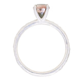 0.98ct Round Oregon Sunstone Solitaire Ring in Satin Sterling Silver with Evergreen Texture
