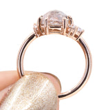 2.12ct Shield Rosecut "Coral" Colored Diamond Asymmetrical Cluster Low Profile Ring in 18k Rose Gold