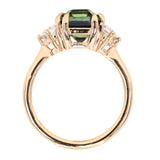 4.14ct Emerald Cut Sapphire and Cadillac White Sapphire Three Stone Ring in 14k Yellow Gold