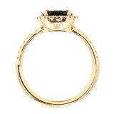 1.74ct Round Songea Sapphire Low Profile French Set Diamond Halo Ring In 18k Yellow Gold