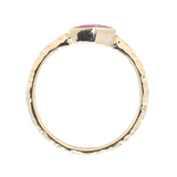 1.25ct Elongated Geo Slice Pink Sapphire Evergreen Low Profile Bezel Solitaire Ring in 14k Yellow Gold