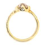 2.02ct Rosecut Champagne Diamond 6-Prong Low Profile Ring with Evergreen Carved Band in 18K Yellow Gold