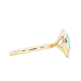 0.94ct Round Neon Green Emerald With Bezel Set Diamond Halo In 18k Yellow Gold