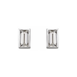 0.08ctw Mini Baguette Bezel Set Diamond Stud Earrings in Solid Gold