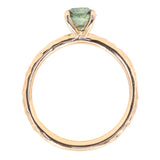 0.86ct Round Montana Sapphire Evergreen Carved Solitaire in 14k Yellow Gold