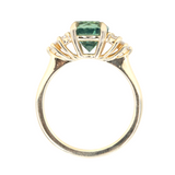 2.27ct Round Teal Madagascar Sapphire and Diamond Cluster Ring in 14k Yellow Gold