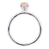 1.05ct Geo Pear Sapphire and French Set Diamond Solitaire in 14K White Gold