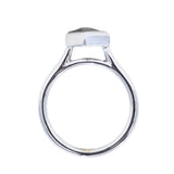 0.73ct Kite Shaped light grey salt and pepper Rosecut Diamond contemporary bezel solitaire in 14k white gold