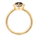 1.04ct Round Sapphire Low Profile Diamond Halo Ring In 18K Yellow Gold