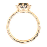 0.94ct Round Color Shifting Champagne Diamond Low Profile Diamond Halo Ring In 14k Yellow Gold