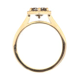 1.13ct Salt and Pepper and White Diamond Hexagon Halo Ring in 14k Yellow Gold