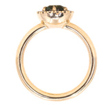 0.96ct Round Sapphire Low Profile Diamond Halo Ring In 14K Yellow Gold