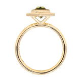 1.87ct Elongated Hexagon Geo Parti Sapphire Bezel Set Diamond Halo in 18k Yellow Gold