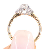 0.95ct Antique Old Euro cut Diamond and White Diamond Cluster ring in 14k Yellow Gold