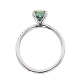 1.15ct Teal-Color Shifting Madagascar Sapphire Four Prong Solitaire with French Diamonds in Platinum