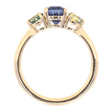 1.07ct Round Ceylon Sapphire and 3.8MM Round Sapphires Three Stone Ring in 14K Yellow Gold