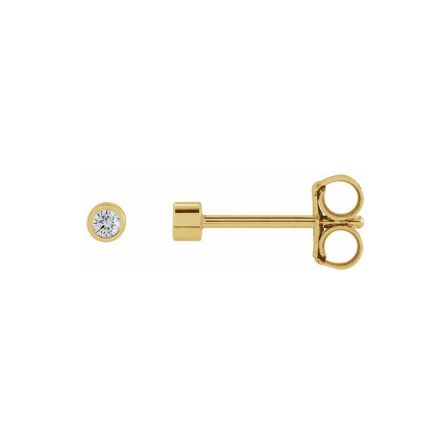 0.04ctw Mini Round Bezel Diamond Stud Earrings in Solid Gold
