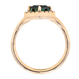 1.71ct Geometric Shield Sapphire Low Profile Diamond Halo Ring Split Shank In 14k Yellow Gold