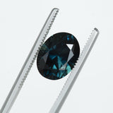 5.15ct Oval Deep Teal Sapphire and Diamond Cluster Ring in 14k Yellow Gold