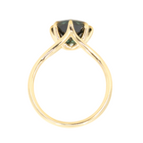 3.84ct Shield Blue Sapphire Six Prong Split Shank Solitaire in 18k Yellow Gold