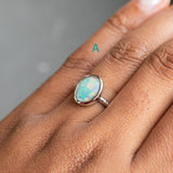 OVAL BEZEL SET ROSECUT OPAL RINGS IN 14K WHITE GOLD