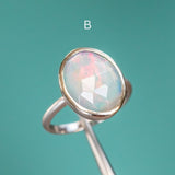 OVAL BEZEL SET ROSECUT OPAL RINGS IN 14K WHITE GOLD