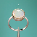 OVAL BEZEL SET ROSECUT OPAL RINGS IN 14K WHITE GOLD