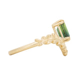 1.35ct Australian Emerald Cut Sapphire Pointed Vine Prong Set Ring in 14k yellow gold