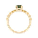 1.35ct Australian Emerald Cut Sapphire Pointed Vine Prong Set Ring in 14k yellow gold