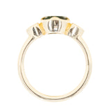 1.39ct Australian Parti Sapphire Three Stone Compass Set Low Profile Milgrain Antique Ring in 14k Yellow Gold