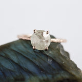 rosecut grey diamond galaxy diamond rose gold hand carved dainty engagement ring