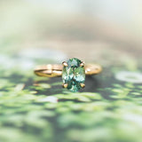 2ct Oval teal green Montana Sapphire Ring in 18k Rose Gold Alluvial Solitaire