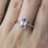 2.51ct Cushion Light Purple Silvery Grey Spinel Double Prong Solitaire in Two Tone Rose and White Gold